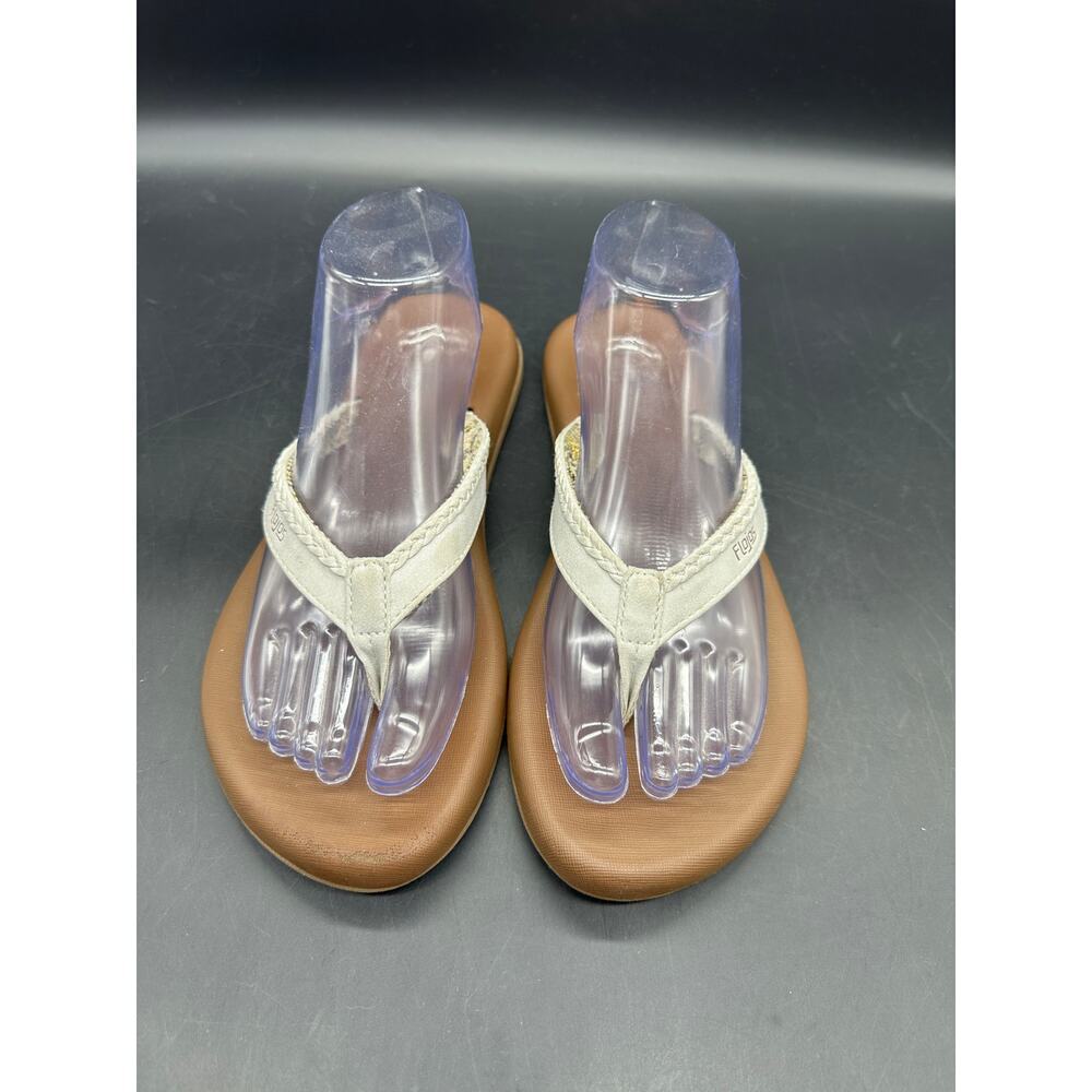 Flojos Women's Flip Flop Sandals Size 9 Beige Braided Strap Casual Comfort Thong